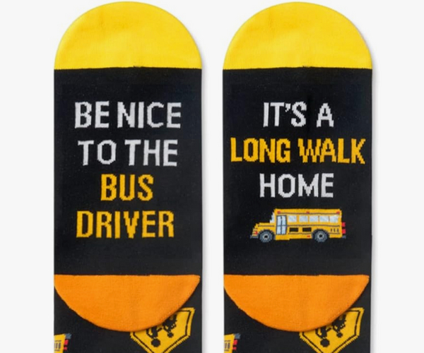It's a Long Walk Home Funny Bus Driver Socks