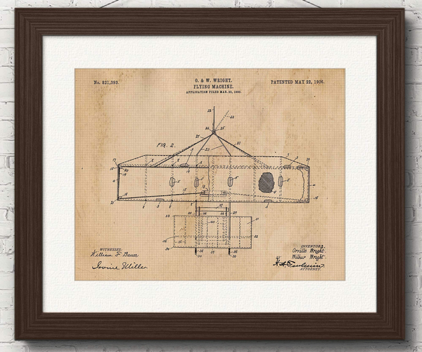 Wright Brothers Flying Machine Patent Poster