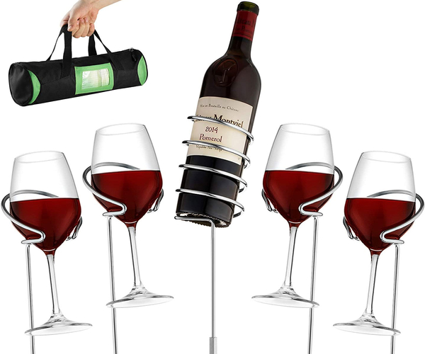 Adjustable Wine Bottle & Cup Standing Holder Rack