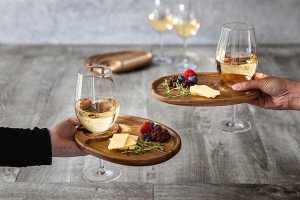 Cocktail Appetizer Plates With Wine Glass Holder