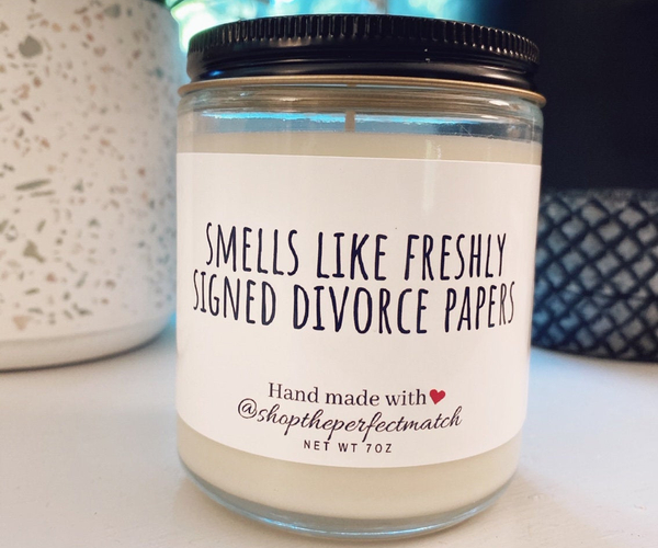 Freshly Signed Divorce Papers Candle
