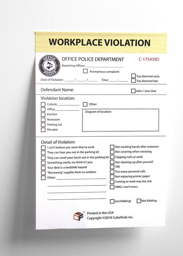 Office Police Workplace Violation Sticky Note