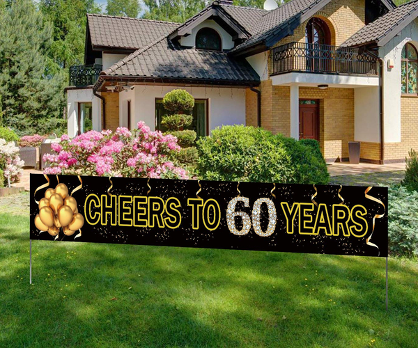 Cheers to 60 Years Party Banner