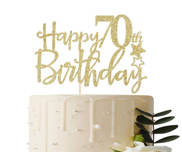 Happy 70th Birthday Glitter Cake Topper