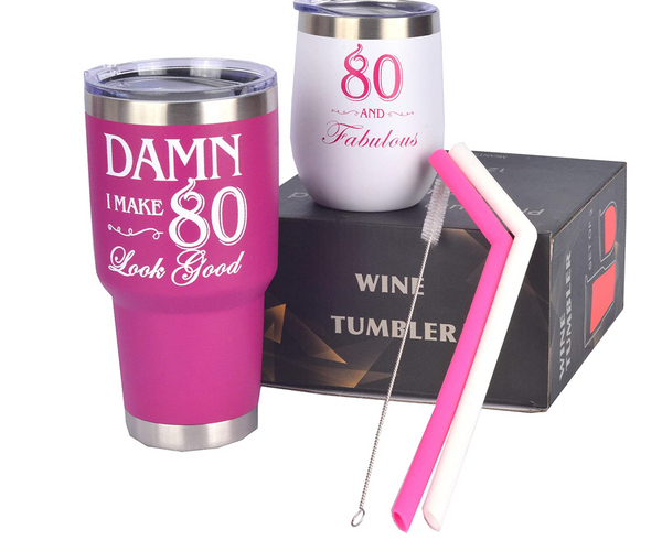 Damn I Make 80 Look Good Wine Tumbler Gift Set