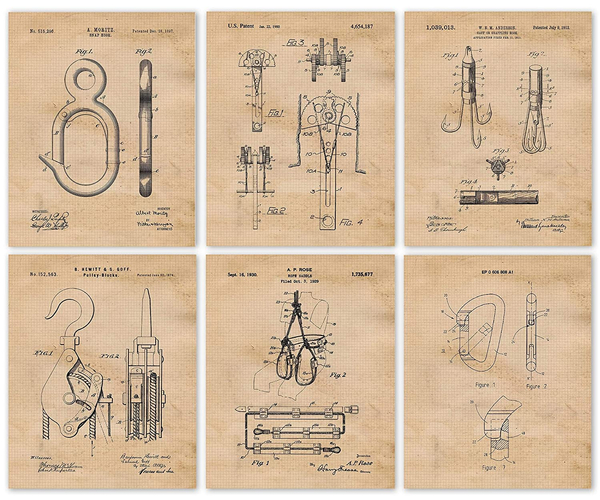Vintage Rock & Mountain Climbing Patent Art Poster Prints