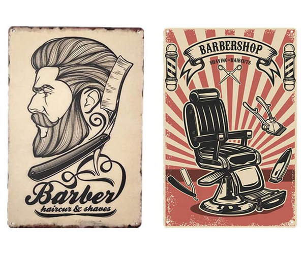 Barber Shop Themed Metal Wall Signs