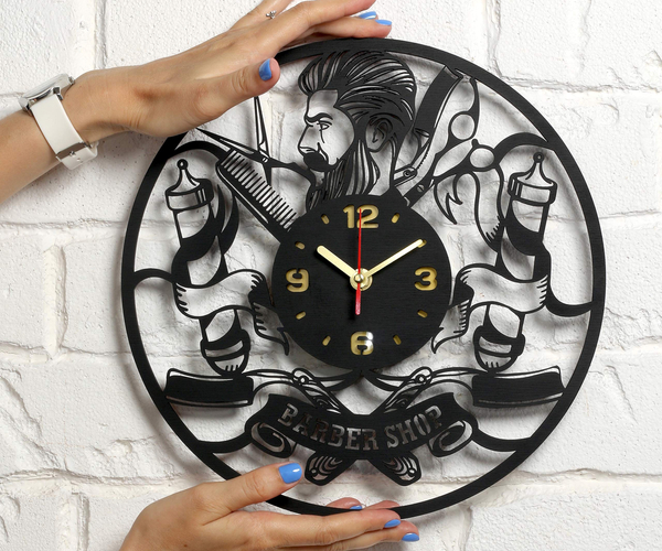 Barber Shop Vinyl Clock