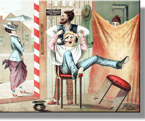 Old Timey Barber Shop Painting