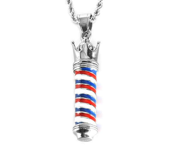 Stainless Steel Barber Shop Sign Pendant Necklace