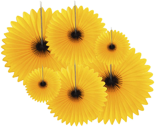 Sunflower Tissue Paper Fan Decorations