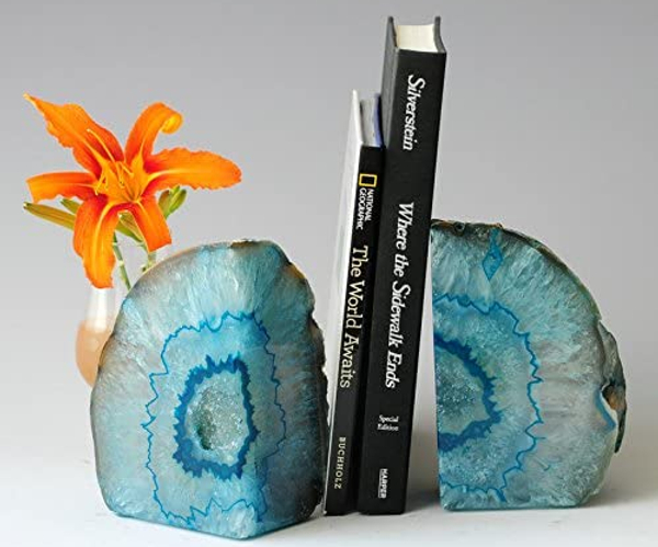 Teal Agate Bookends