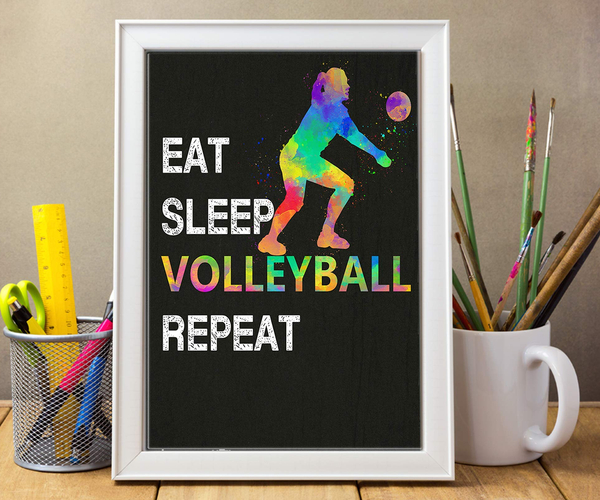 Eat Sleep Volleyball Repeat Wall Art