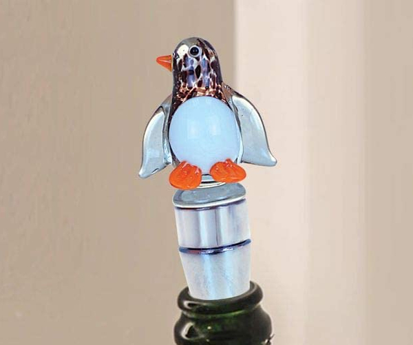 Glass Penguin Wine Bottle Stopper