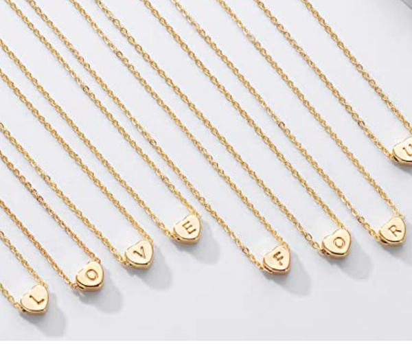 Tiny Initial Heart Necklace