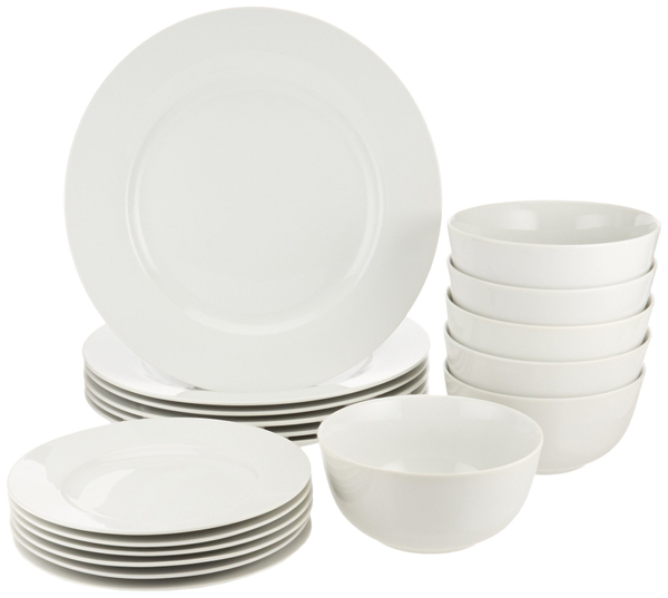 AmazonBasics 18-Piece Bowls & Plates Set