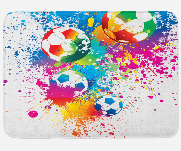Colored Splashes Soccer Bath Mat