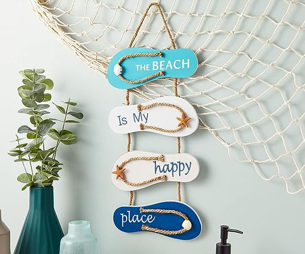 The Beach is My Happy Place Flip Flop Wall Sign