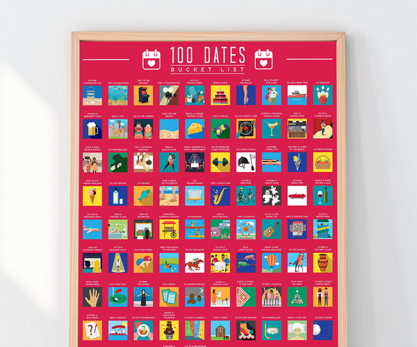 100 Dates Bucket List Scratch Poster