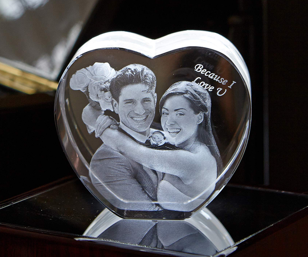 3D Crystal Picture Engraved Heart