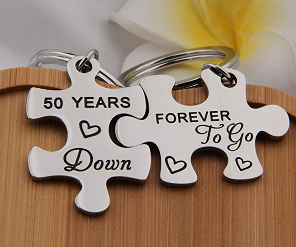 50 Years Down Forever to Go Puzzle Keychain
