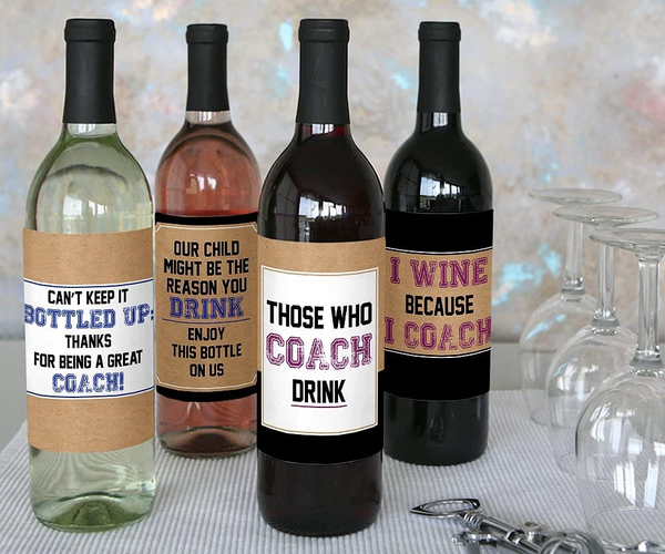 Funny Coach Wine Bottle Labels