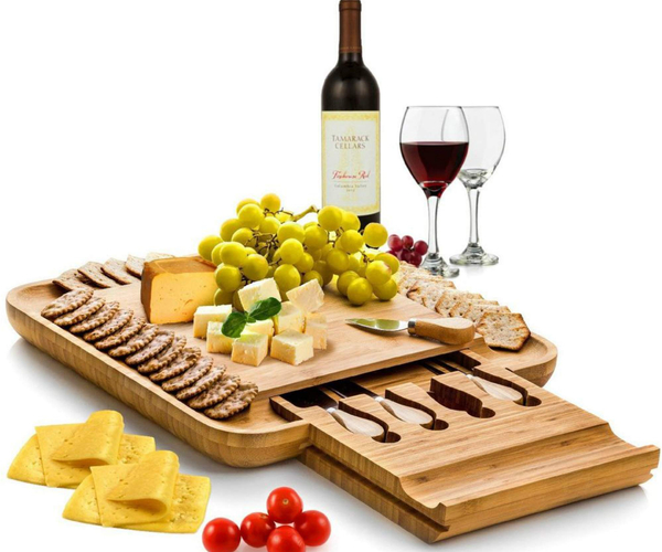 Bamboo Cheese Tray and Cutlery Set