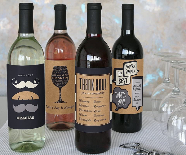 Thank You Wine Bottle Labels
