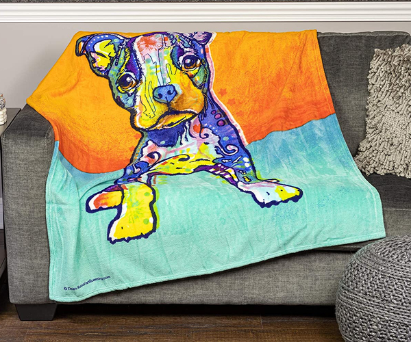 Colorful Fleece Boston Terrier Blanket