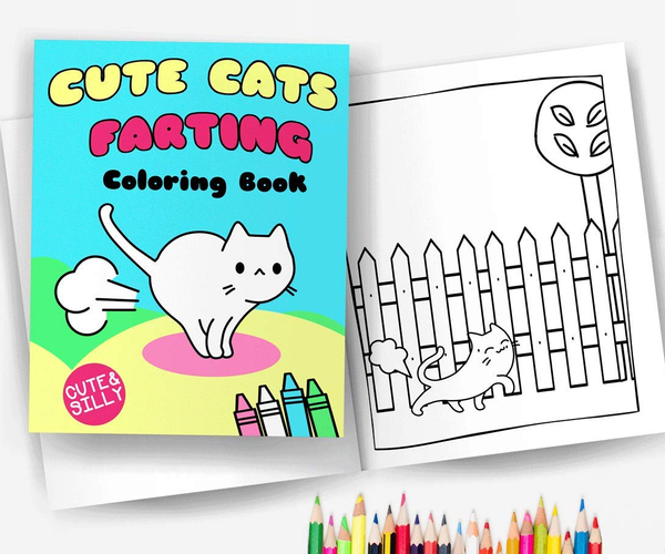 Cute Cats Farting: Coloring Book