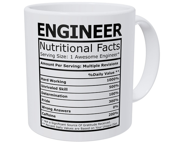 Engineering Nutritional Facts Funny Mug