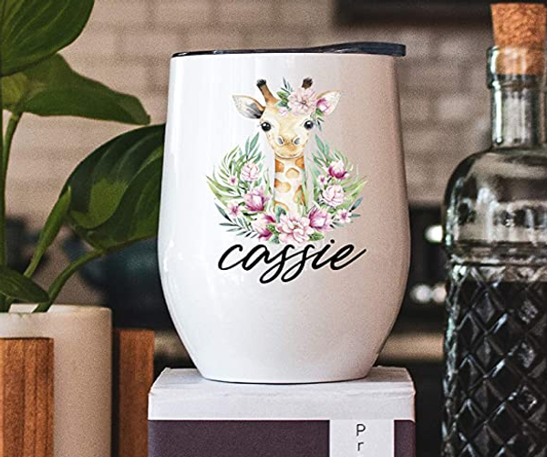 Personalized Giraffe Wine Tumbler