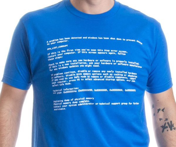 Blue Screen of Death Funny T-Shirt