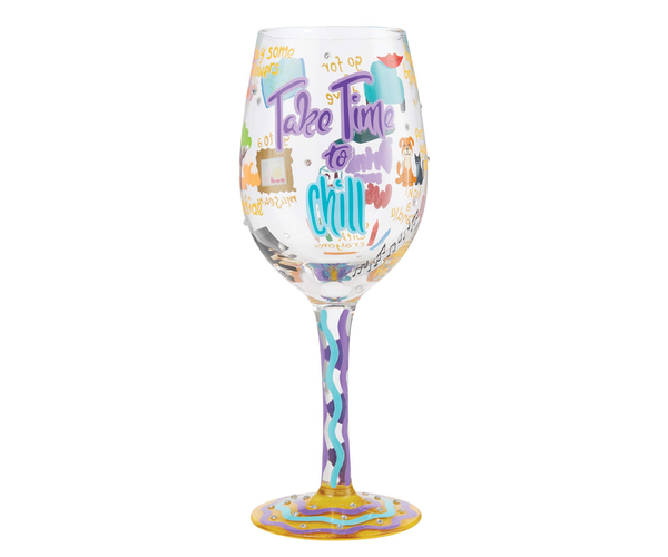 Take Time to Chill Artisan Hand-Painted Wine Glass