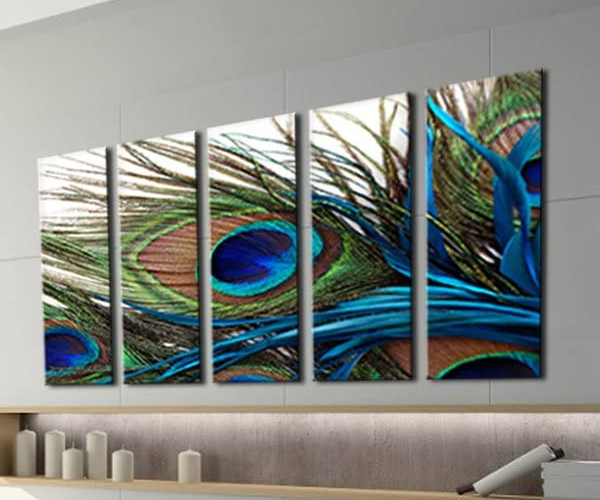 5-Piece Peacock Wall Art