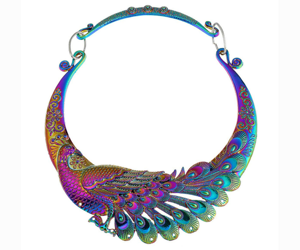 Iridescent Peacock Choker Necklace