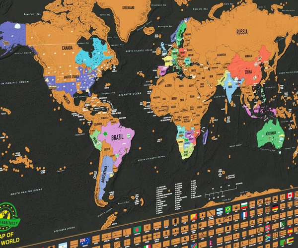 Scratch Off World Map Travel Poster