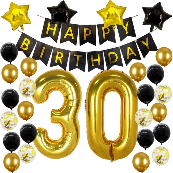 30th Birthday Black & Gold Decorations