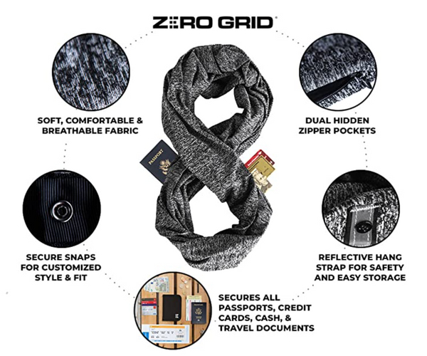 Zero Grid Hidden Pocket Infinity Scarf