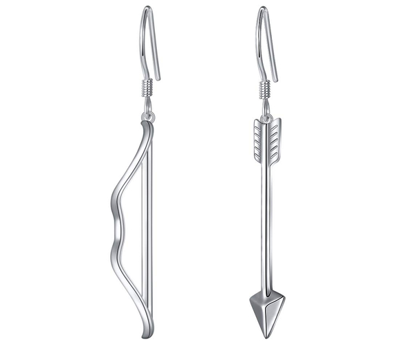 Silver Bow and Arrow Earrings