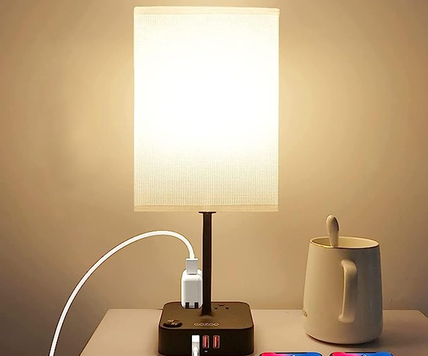 Bedside Table Lamp and Charger