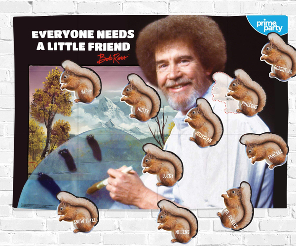 Pin the Tail on Bob Ross Party Game