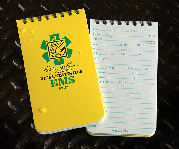 Weatherproof EMT Vital Statistics Notebook