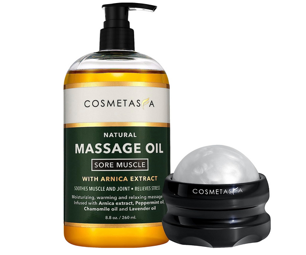 Massage Oil and Roller Gift Set
