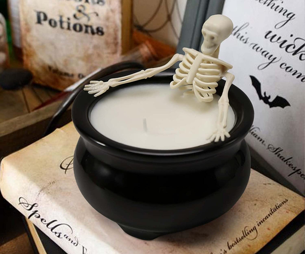 Skeleton Taking a Bath Funny Halloween Candle
