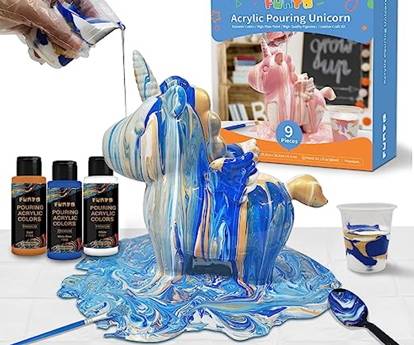 DIY Pouring Paint Unicorn Piggy Bank