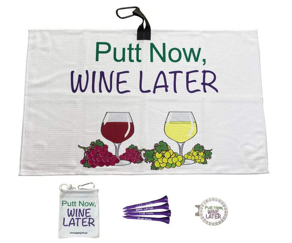 Putt Now Wine Later Golf Towel Set