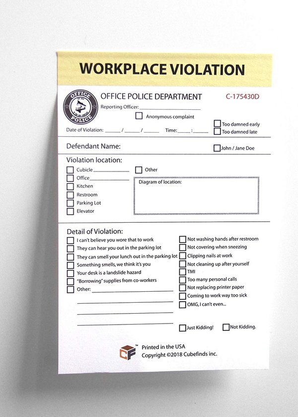 Office Police Workplace Violation Sticky Note