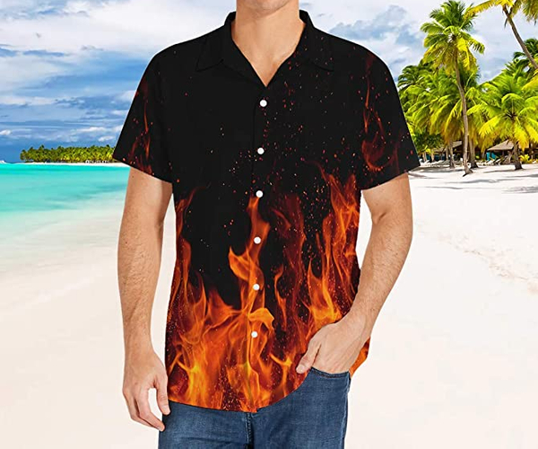 Button Down Shirt with Fire on It