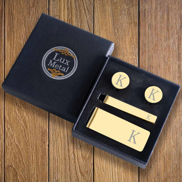 Personalized Tie Clip, Cufflinks & Money Clip Set